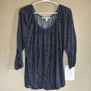 Michael Kors Lightweight Boho Top • Micro Paisley Print • ¾ Sleeve • M